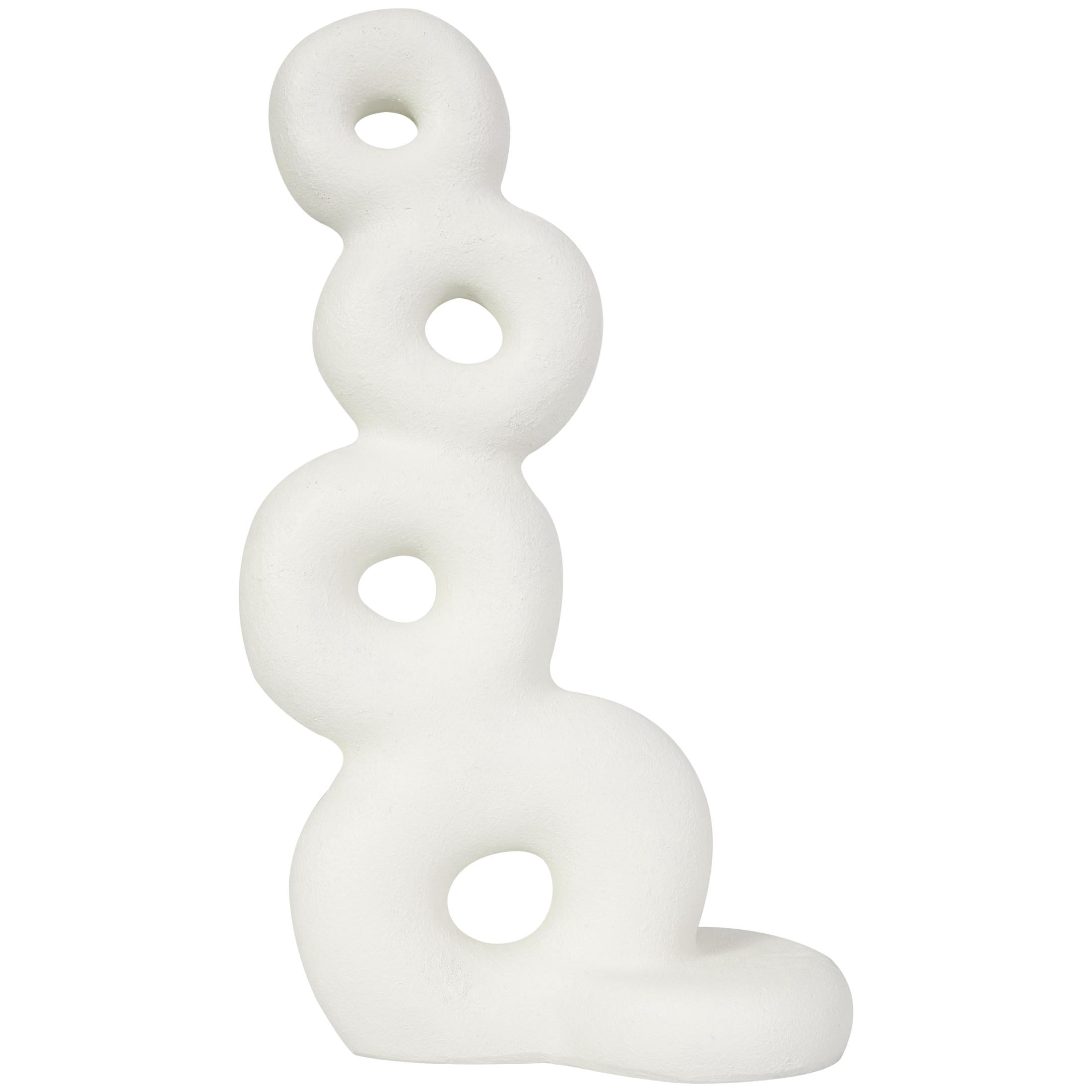 11" x 18" White Resin Stacked Circle Ring Abstract Sculpture, by DecMode