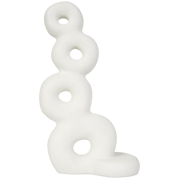 11" x 18" White Resin Stacked Circle Ring Abstract Sculpture, by DecMode