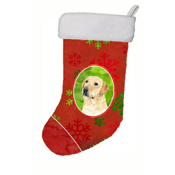 11 x 18 in. Labrador Red And Green Snowflakes Holiday Christmas Christmas Stocking