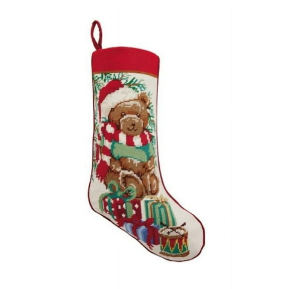 11 x 18 in. Teddy Bear Embroidered Needlepoint Stocking