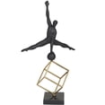 thumbnail image 1 of 11" x 19" Black Marble Gymnast Sculpture with Gold Cube Base, by DecMode, 1 of 8