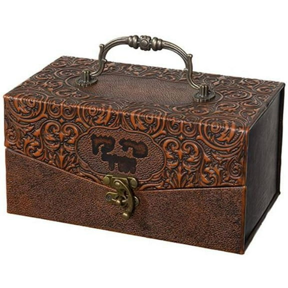 11 x 20 x 12 cm Decorations Faux Leather Etrog Box, Metal Handle & Lock
