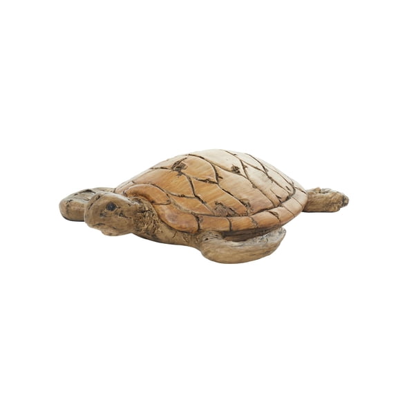 11" x 3" Brown Polystone Turtle Sculpture, by DecMode