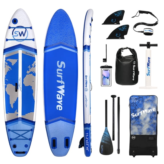 11' x 34" x 6" Inflatable Stand Up Paddle Board, All-inclusive SUP with Accessories, Blue