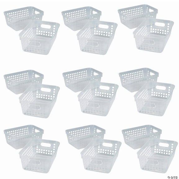 11" x 4 1/2" Bulk 18 Pieces Clear Classroom Storage Tall Plastic Baskets with Handles