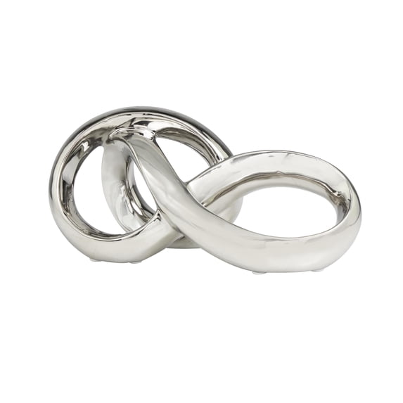 11" x 5" Silver Ceramic Infinity Loop Abstract Sculpture, by DecMode