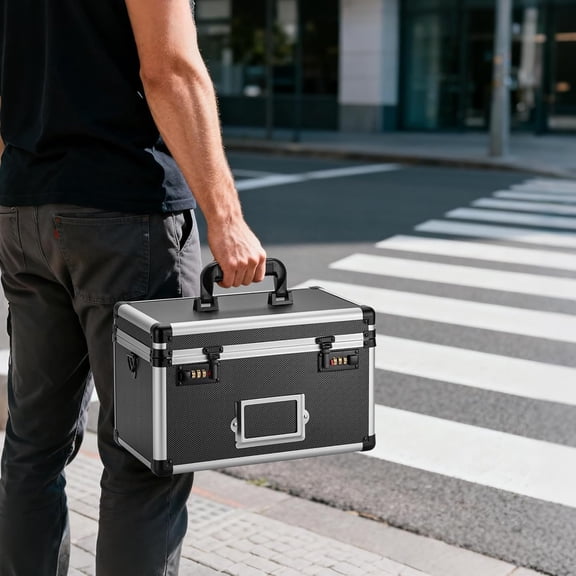 11 x 6.7 x 7.9 Inch Combo Lock Storage Box - Portable Safe for Valuables, Cash, Documents & Medicine | Heavy-Duty & Childproof | Home, Office, Travel Use (Black)