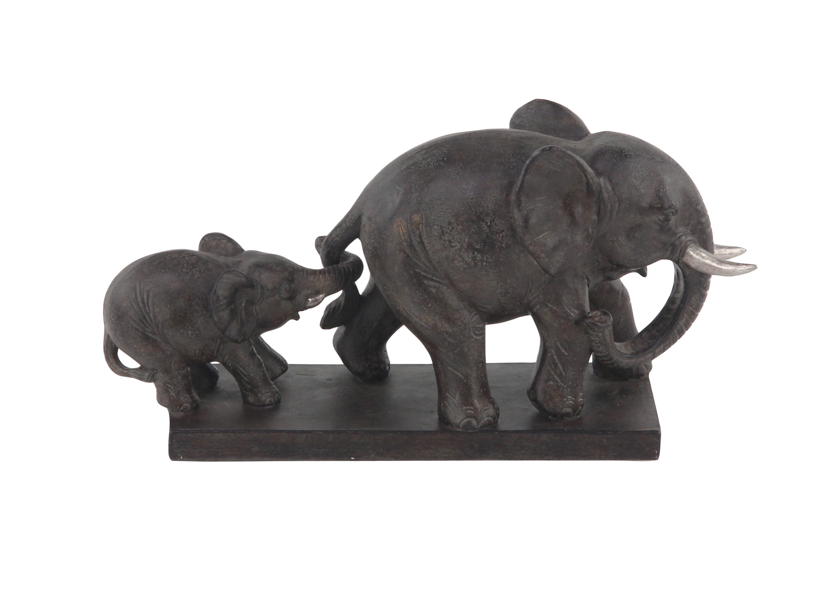 11" x 6" Brown Polystone Elephant Sculpture, by DecMode