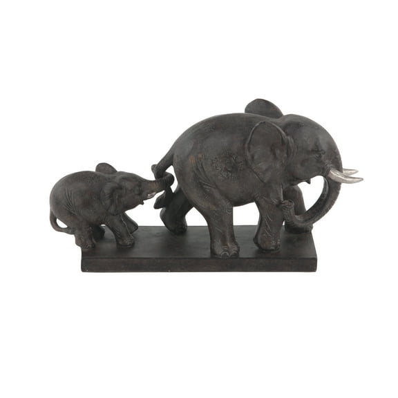 11" x 6" Brown Polystone Elephant Sculpture, by DecMode