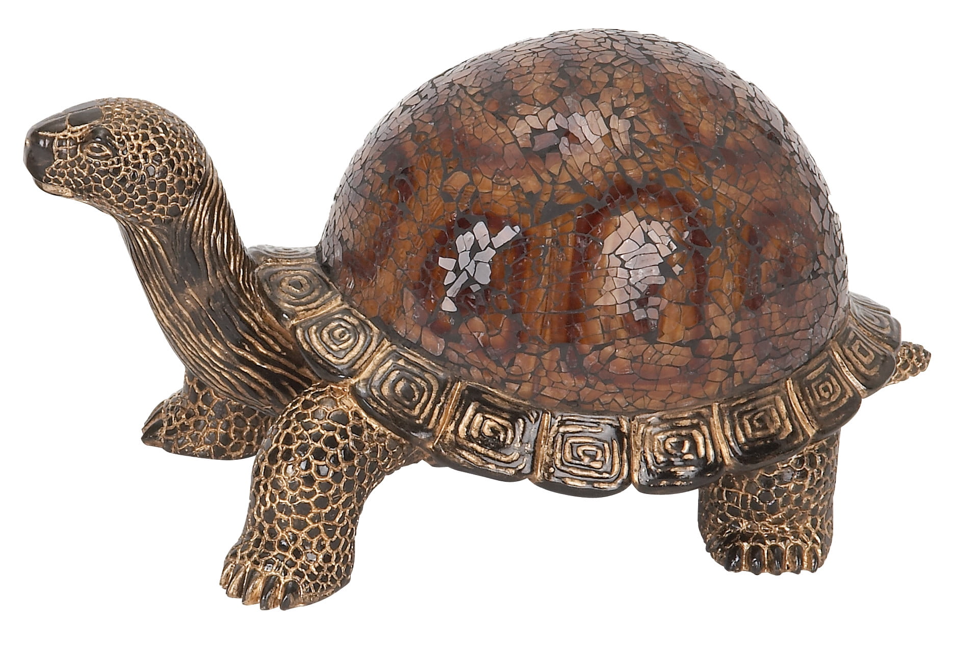 11" x 6" Brown Polystone Turtle Sculpture, by DecMode