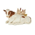 thumbnail image 1 of 11" x 6" Cream Polyresin Sleeping Cow Sculpture with Sitting Roosters and Chicks, by DecMode, 1 of 9