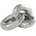 thumbnail image 1 of 11" x 6" Silver Ceramic 3 Link Chain Sculpture, by DecMode, 1 of 9