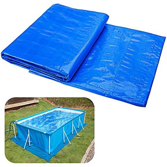 11 x 7.8 Ft Swimming Pool Ground Cloths- Rectangular Waterproof PE Swimming Pool Liner Pad for Protect Above Ground Pool Prevents Punctures Pool Tarp