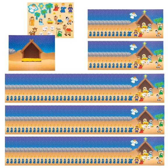 11" x 8 1/2" Super Mega Bulk 144 Pc. Design Your Own Religious Nativity Sticker Scenes