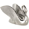 thumbnail image 1 of 11" x 8" Silver Ceramic Swan Sculpture with Textured Grooves, by DecMode, 1 of 9