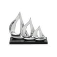 thumbnail image 1 of 11" x 9" Silver Aluminum Metal Sail Boat Sculpture with Black Base, by DecMode, 1 of 10