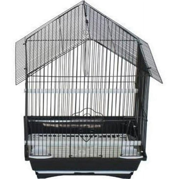 11 x 9 x 16 in. House Top Style Small Parakeet Cage, Black