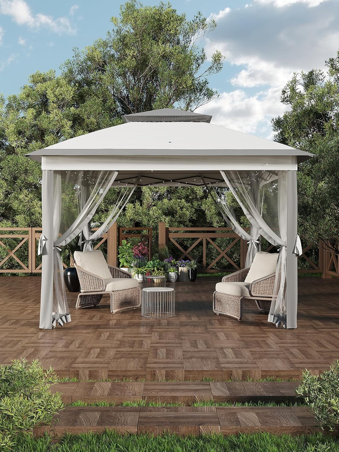 11'x11 Pop-Up Gazebo, Instant Outdoor Canopy Tent with Mosquito Nettings, Durable Steel Frame, Water, and UV Proof, for Patio, Garden, Courtyard, Party