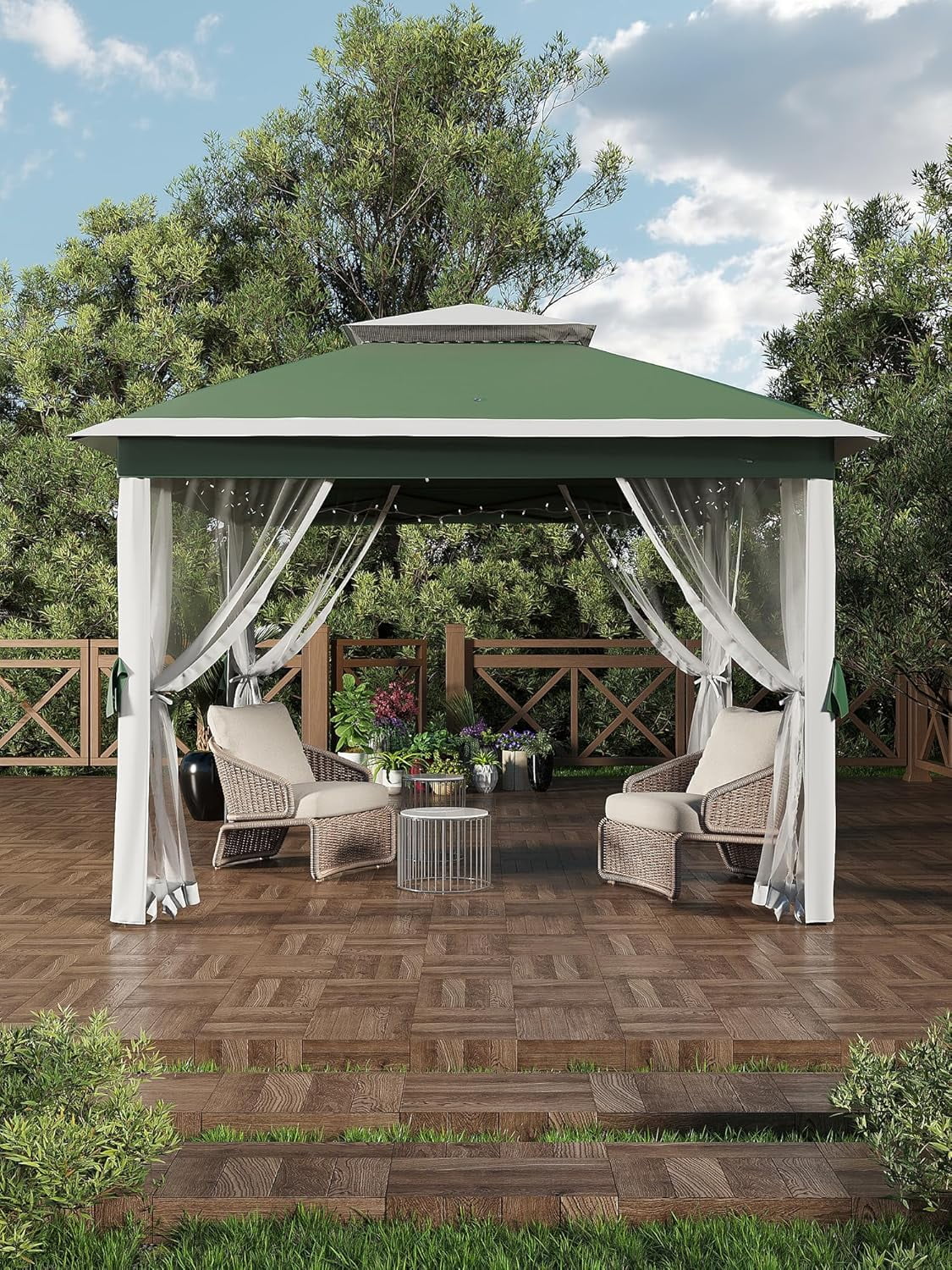 11'x11 Pop-Up Gazebo, Instant Outdoor Canopy Tent with Mosquito Nettings, Durable Steel Frame, Water, and UV Proof, for Patio, Garden, Courtyard, Party