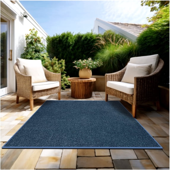 11'x11' Soft Indoor/Outdoor Hobnail Style Area Rugs. Lightweight and Flexible for Easy Cleaning and Transport (Color: Ocean Blue)