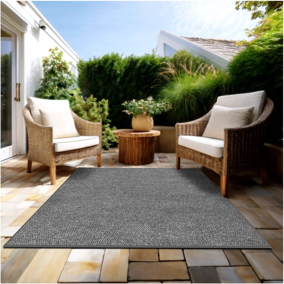 Koeckritz Rugs 11'x11' Soft Indoor/Outdoor Sky Grey Bound Area Rug Lightweight, Easy to Clean & Move