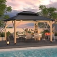 thumbnail image 1 of 11’x13’ Outdoor Wooden Gazebo - Outdoor Patio Gazebo with Galvanized Steel Double Roof, Cedar Wooden Frame Pavilion with Netting and Curtains, Cabinet Pergolas for Garden, Lawn, Poolside, 1 of 6