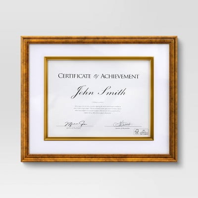 11"x14" Matted to 8.5"x11" Certificate Frame