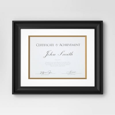 11"x14" Matted to 8.5"x11" Certificate Frame