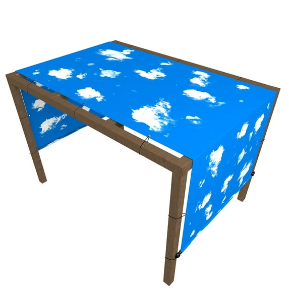 11'x21' Waterproof Sun Shade Sail Cover Tarp Shade Privacy Screen Panel Pergola Replacement Cover with Rods Grommets Blue Sky White Cloud