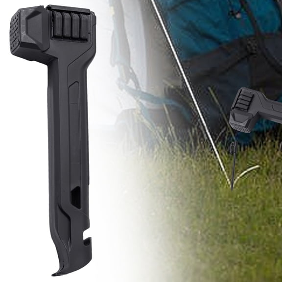 11"x3.5" Multi-Function Camping Hammer with 8 Tent Stakes, All-in-One Mallet for Tent Stake Driver Puller & Bottle Opener, Durable Outdoor Hiking Camping Accessories, Black, By Harlik