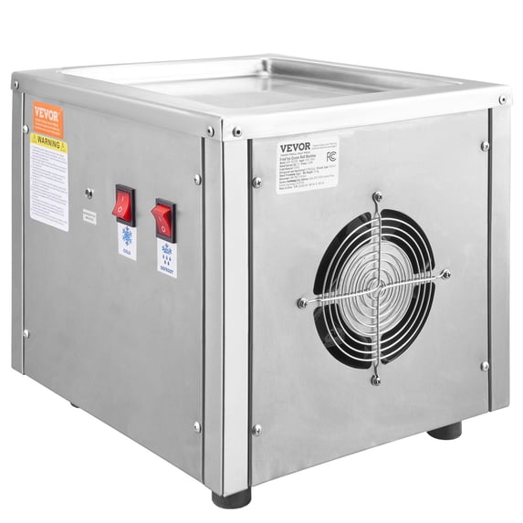 11"x9.5" Fried Ice Cream Roll Machine with Compressor, 2 Scrapers - Make Ice Cream Rolls, Frozen Yogurt, Desserts - Stainless Steel