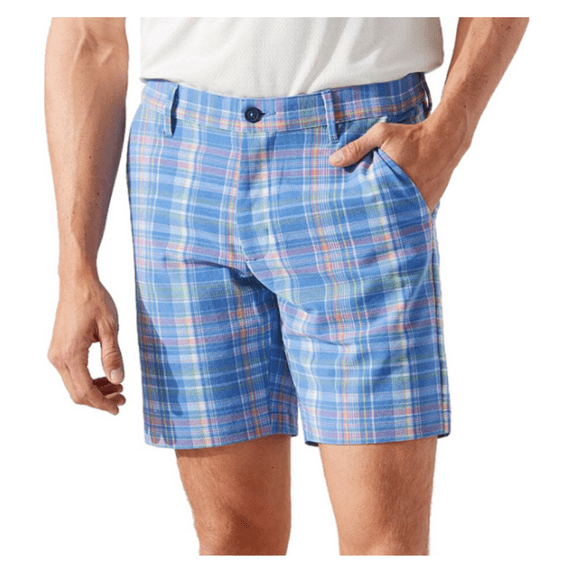 $110.00 Tommy Bahama Men's Beachfront Plaid Shorts, Campanula, 30