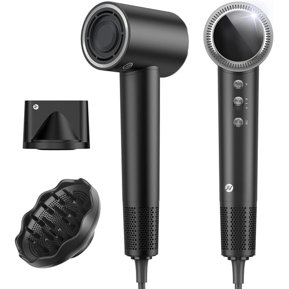 110,000 RPM Professional Hair Dryer - 0.8lb Ultra-Lightweight, 2 Billion Technology for 98% Frizz Reduction, AI -Temp Control, Attachments for Hair Types