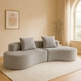thumbnail image 1 of 110.24" Modern Curved Sectional Sofa Couch, Corduroy Cloud Couch with High-Density Foam, 4-Seat Boneless Sofa with Half Moon Design, Comfy Curved Couches for Living Room (Smoke Grey), 1 of 8