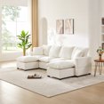 thumbnail image 1 of 110*57" Modern U Shape Modular Sofa, 6 Seat Chenille Sectional Couch Set with 2 Pillows Included, Freely Combinable Indoor Funiture for Living Room, Apartment, Office, White, 1 of 7