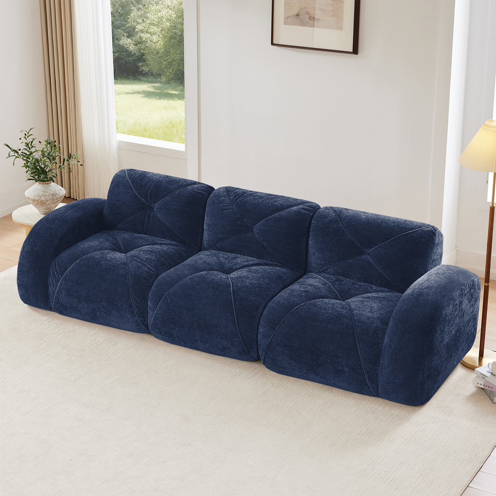110.6'' Modular Sectional Couches for Living Room, Modern Velvet Cozy ...