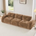 thumbnail image 1 of 110"Boneless Sofa with Tufted, Soft Velvet Fabric, Modular Sectional Couches, 32D High Density Sponge, Anti-Slip Design, Ergonomic Design Bottom, No Assembly Required, For Study, Home Theater(Camel), 1 of 11