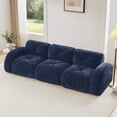 thumbnail image 1 of 110"Boneless Sofa Tufted, Soft Velvet Fabric, Modular Sectional Sofa Couches, 32D High Density Sponge, Anti-Slip Design, Ergonomic Design Bottom, No Assembly Required, For Study, Home Theater (Blue), 1 of 11