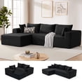 thumbnail image 1 of Weture Sectional Sofa,  Corduroy Modular Sofa, Multifunctional and Pillows, Left-Facing Chaise, Black, 1 of 7