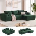 thumbnail image 1 of 110” Cloud Sectional Couch, Boneless Sofa for Living Room, Modular Sectional Sofa with Deep Seat, Comfy Fluffy Couch with L-Shaped Chaise, No Assembly Required (Right-Facing Chaise, Green), 1 of 6