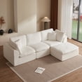 thumbnail image 1 of 110" Cloud Sectional Couches for Living Room, Convertible L-Shape Couch with Ottoman, 3 Seater Modular Sectional Sofa, Warm White, 1 of 10