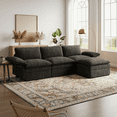 thumbnail image 1 of 110" Cloud Sectional Sofa with Ottoman - Fluffy Comfy 3-Seater Design Sectional Couch for Living Rooms and Apartments, Dark Grey, 1 of 7