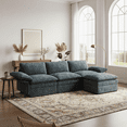 thumbnail image 1 of 110" Cloud Sectional Sofa with Ottoman - Fluffy Comfy 3-Seater Design Sectional Couch for Living Rooms and Apartments, Fleet Blue, 1 of 8