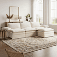 thumbnail image 1 of 110" Cloud Sectional Sofa with Ottoman - Fluffy Comfy 3-Seater Design Sectional Couch for Living Rooms and Apartments, White, 1 of 8