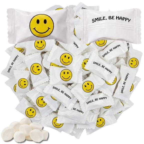 110 Count Smiley Face Butter Mints Individually Wrapped