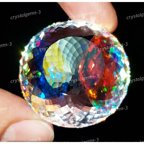 110 Ct Synthetic lab-Created Mystic Opal Round Shape Lab Grown Pendent Size Multi-Color Mystic Opal Loose Gemstone