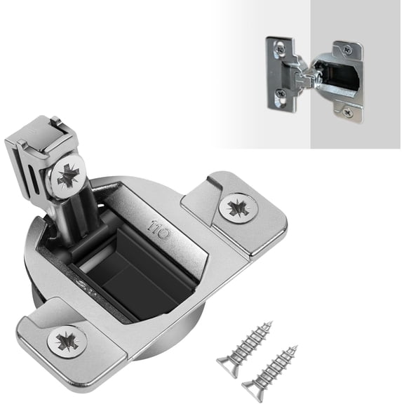 110-Degree Cabinet Door Hinges - Replacement for Blum Compact 33 Self-Closing Hinges, Adjustable Screw-On Design for Open-Side/Standard Cabinets, Soft-Close Durable Steel (Sliver, 4 Pack)