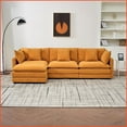 thumbnail image 1 of 110-Inch Modular L-Shaped Chenille Sofa with Ottoman - Cloud Comfort for Living Room | Orange | Wood | Foam, 1 of 8