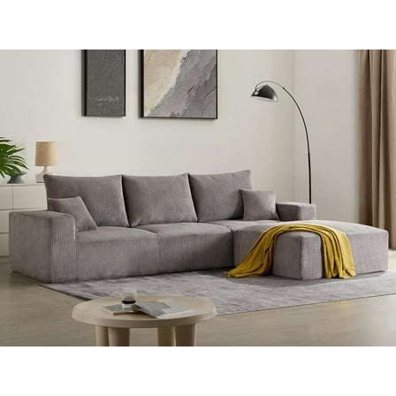 110 Inch Modular Sectional Sofa, Chenille Convertible Couch with 2 Throw Pillows, Oversized Deep Seat L-Shaped Couch with Chaise, Comft Cloud Floor Sofa for Living Room