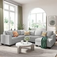thumbnail image 1 of 110 Inch U-Shaped Sectional Sofa Couch, Convertible Sectional Sofa Set with Classic English Arm and 3 Pillows Modern Sleeper Sofa with Loveseat & Chaise & 3 Seat Sofa for Living Room, Light Grey, 1 of 7